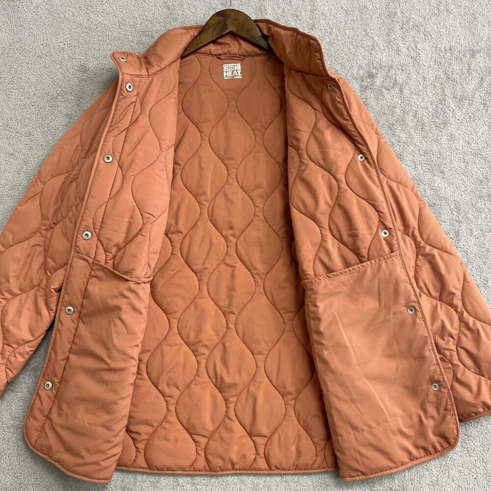 32 Degrees Heat Women's M Quilted Jacket Rust Pink Button Up M0691 - Picture 11 of 12